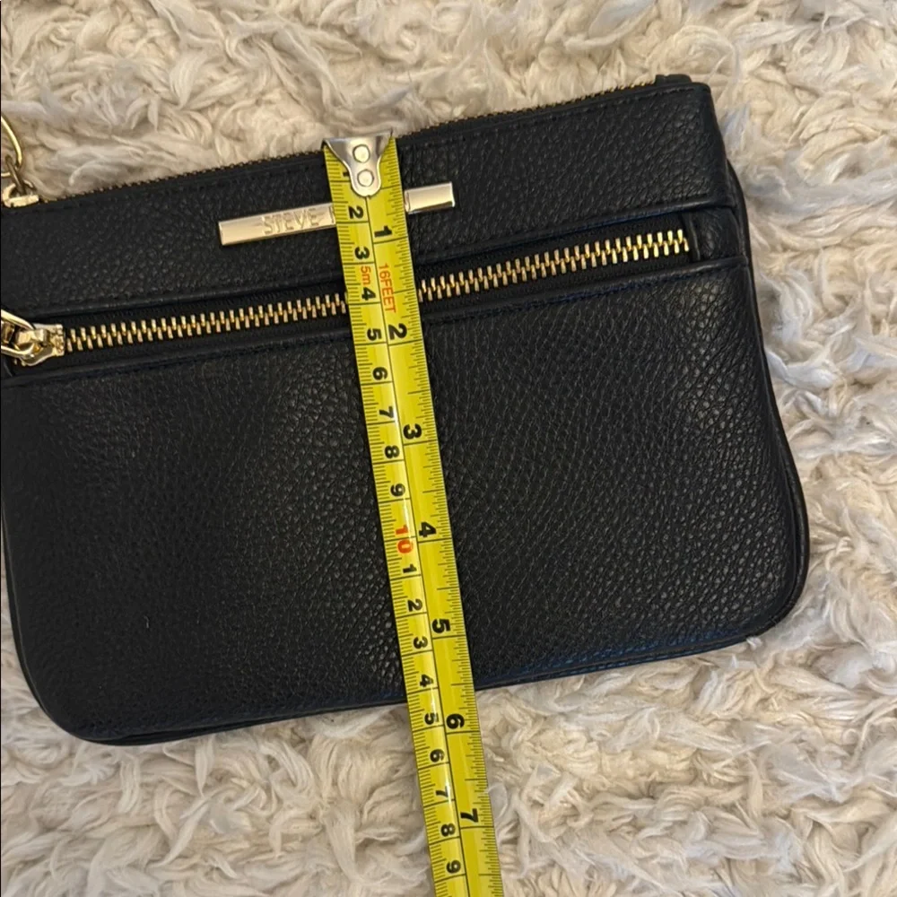 NWOT-Steve Madden Black Clutch with Gold Accents